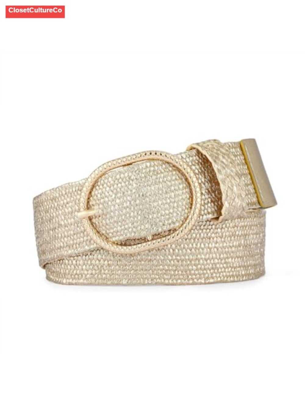 Braided Straw Belt Woven Elastic Waist Belt Women's Round Buckle